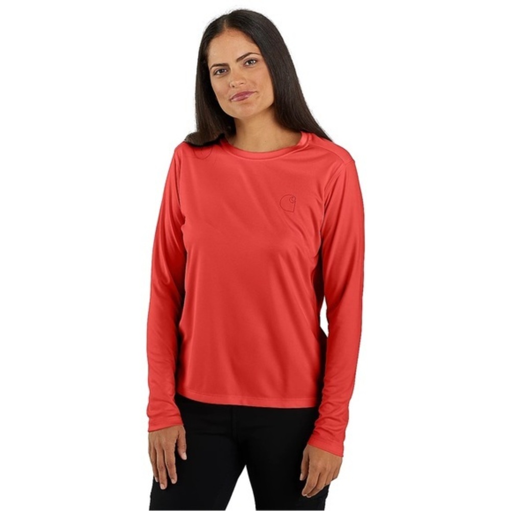 NEW Carhartt Force Sun Defender Women’s Orange Red Long Sleeve Shirt NWT Medium